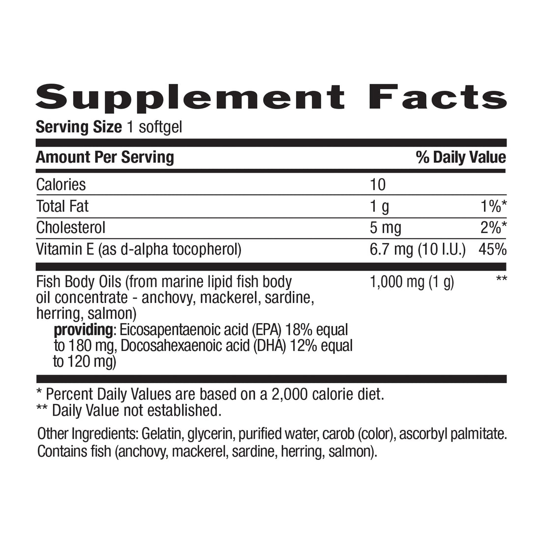 Country Life Omega-3 Fish Oil Supplement, 1000mg, 180mg EPA & 120mg DHA, Fish Oil Concentrate, Burpless, 300 Softgels, Certified Gluten Free