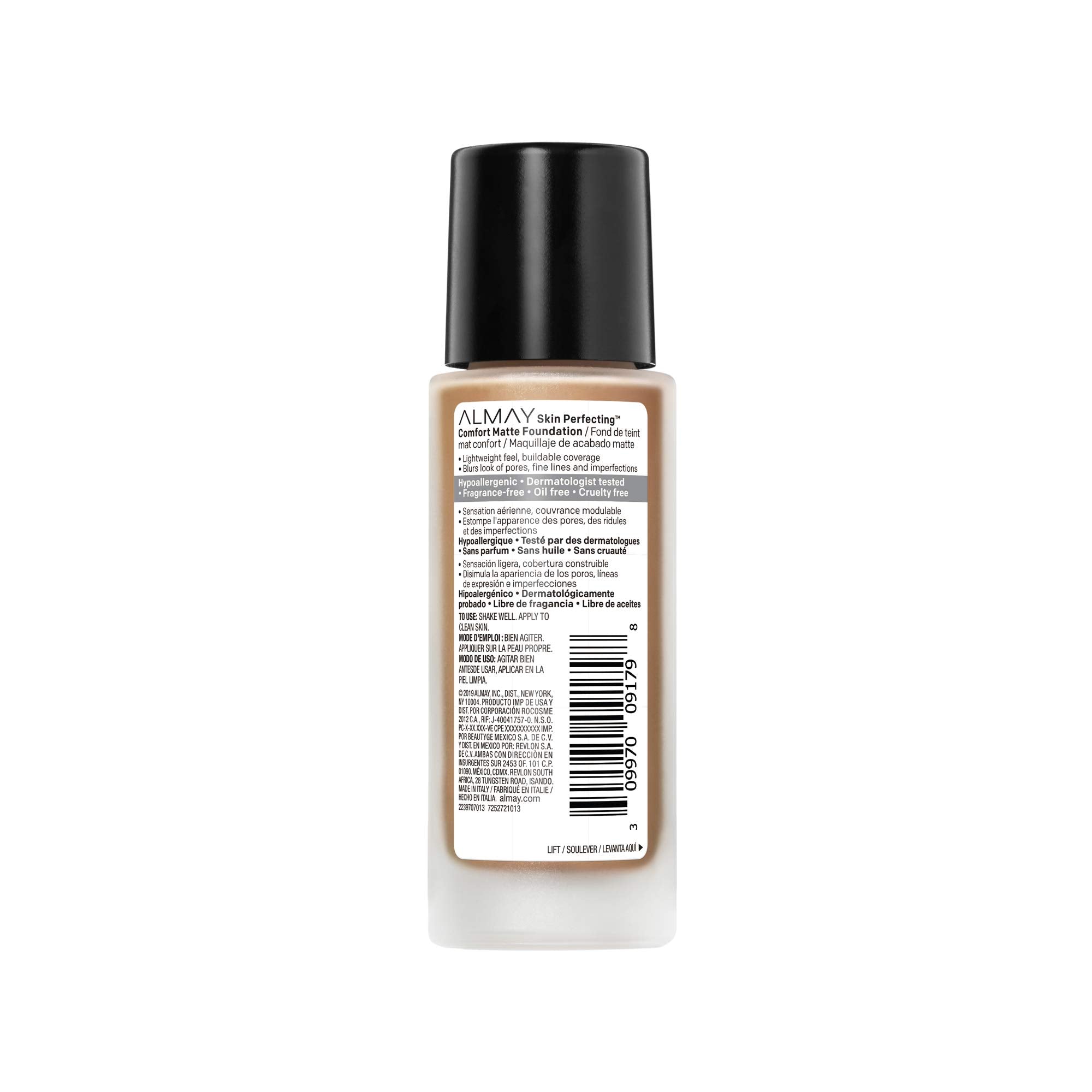 Almay Skin Perfecting Comfort Matte Foundation, Hypoallergenic, Cruelty Free, -Fragrance Free, Dermatologist Tested Liquid Makeup, Warm Cashew, 1 Fluid Ounce