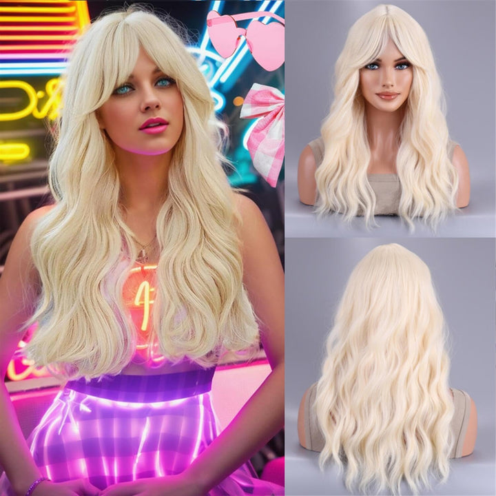 AneShe Ombre Wig Long Wavy 2 Tone Black and Purple Ombre Wig Dark Roots Heat Resistant Fiber Full Wigs for Women (Black to Purple)
