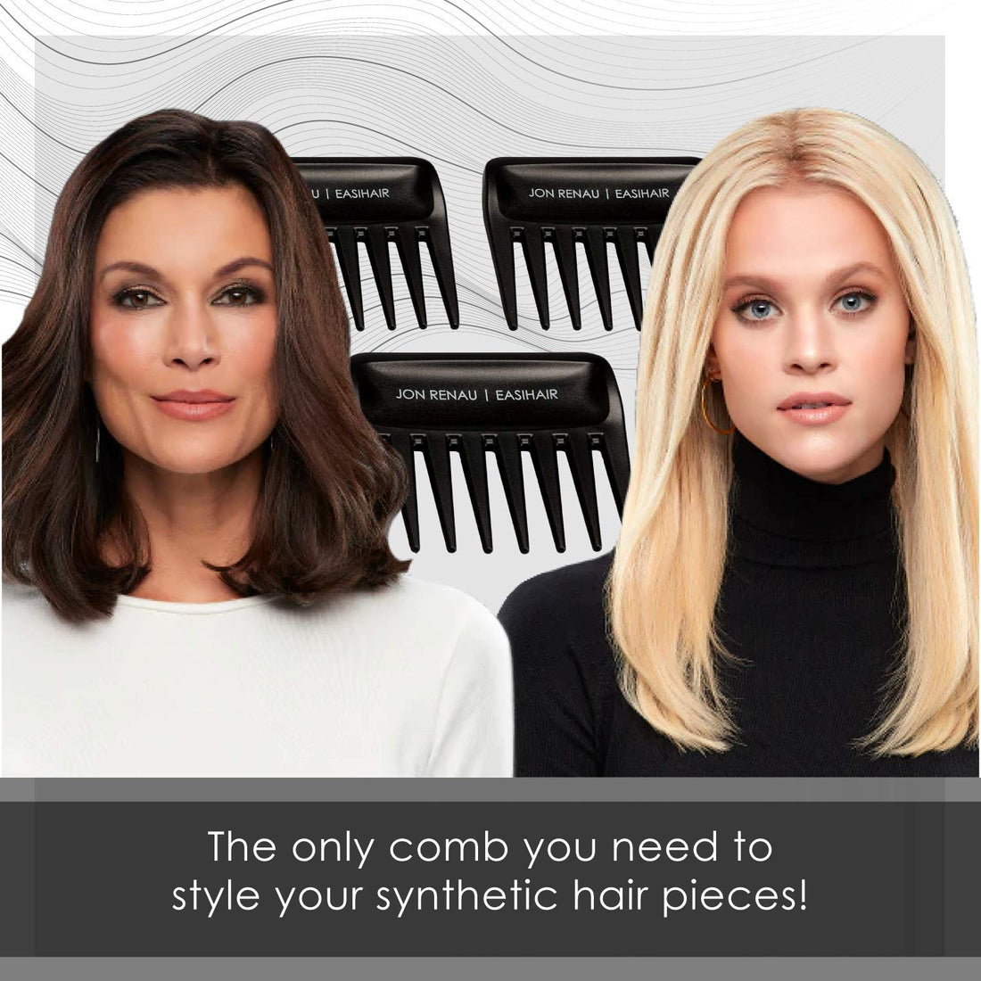 Set of 3 Wide Tooth Combs by Jon Renau & easiHair for Synthetic