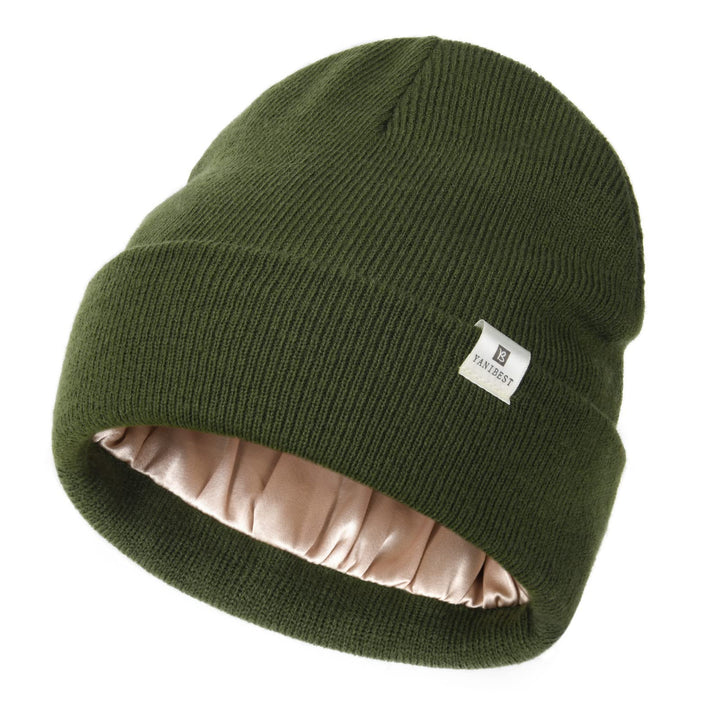 YANIBEST Baby Beanie for Boys Girls Toddler Beanie Satin Lined Baby Kids Beanies Knit Winter Hats Green