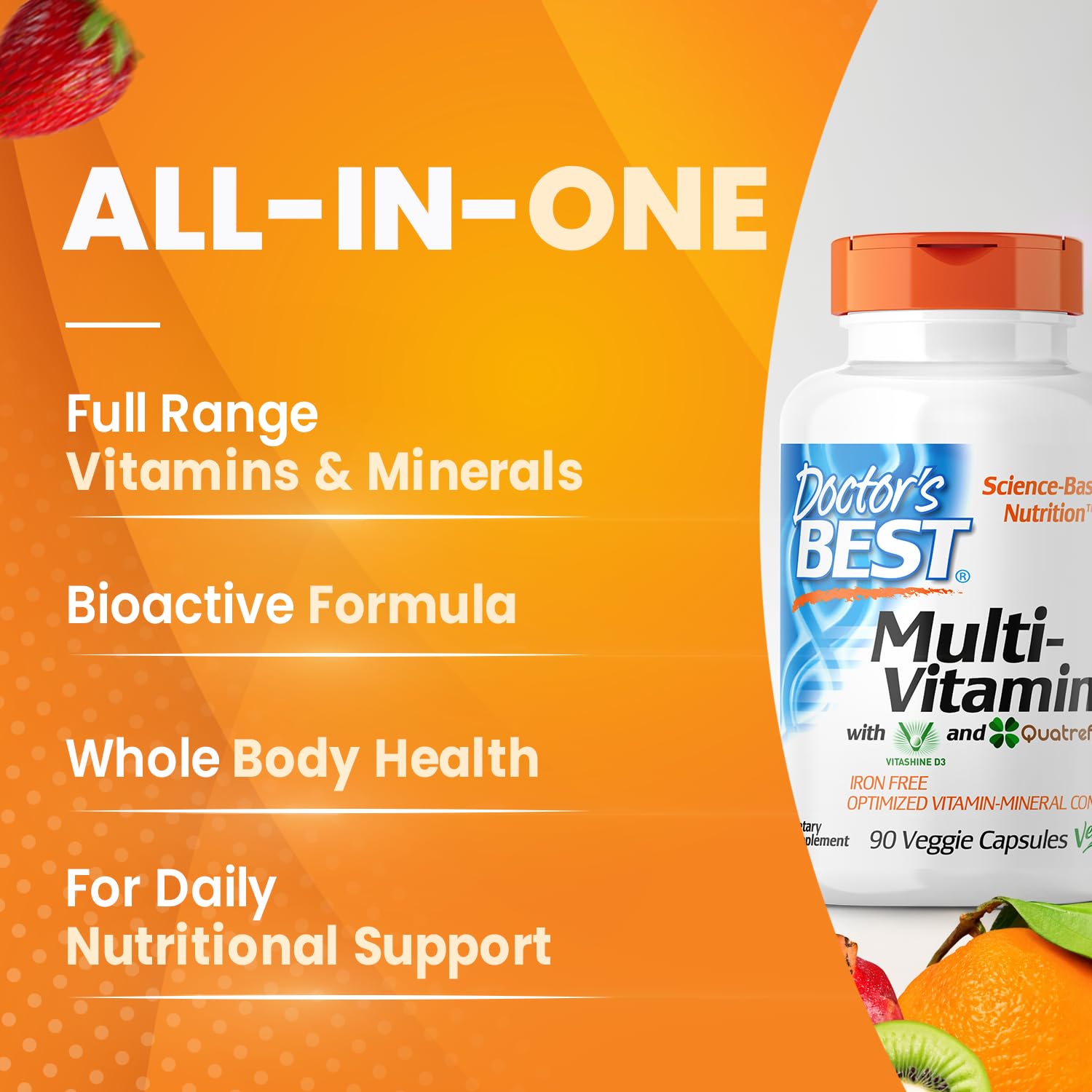 Doctors Best Multi-Vitamin Mineral Complex, Comprehensive Health Support, Non-GMO, Gluten Free, Vegan 90 Veggie Capsules