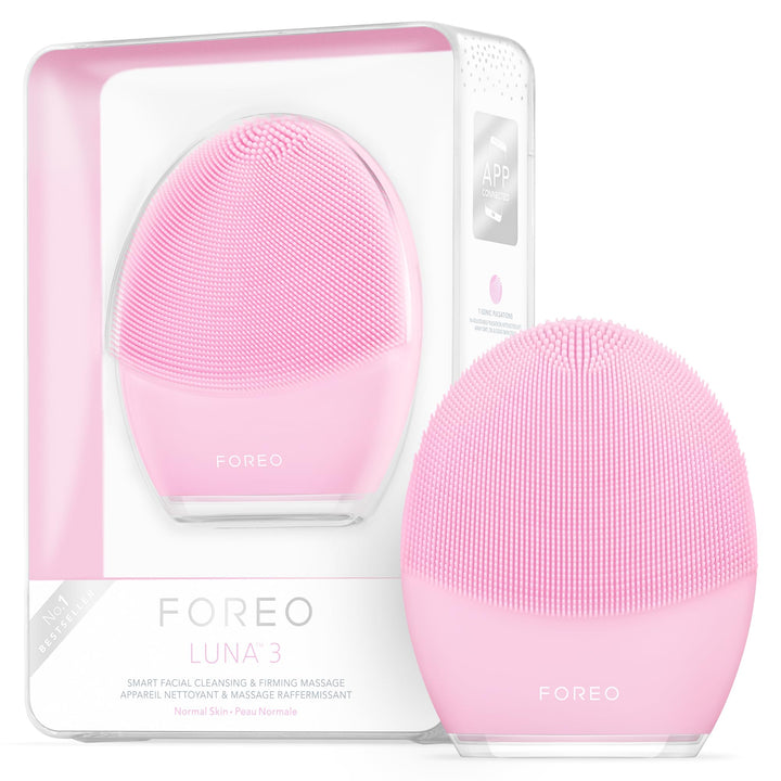 FOREO LUNA 3 App,controlled Smart Portable Facial Cleansing and Firming Massage Brush made with Ultra Hygienic Soft Silicone for Every Skin Type USB Rechargeable for Normal Skin