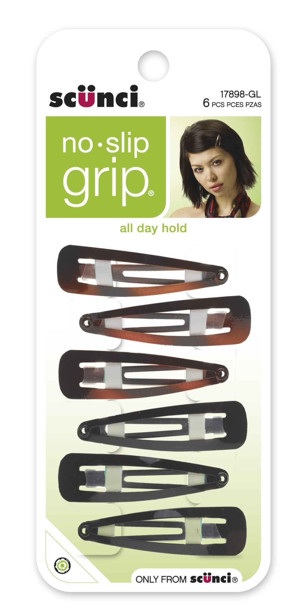 Scunci No Slip No Damage Snap Clips, 6 pk