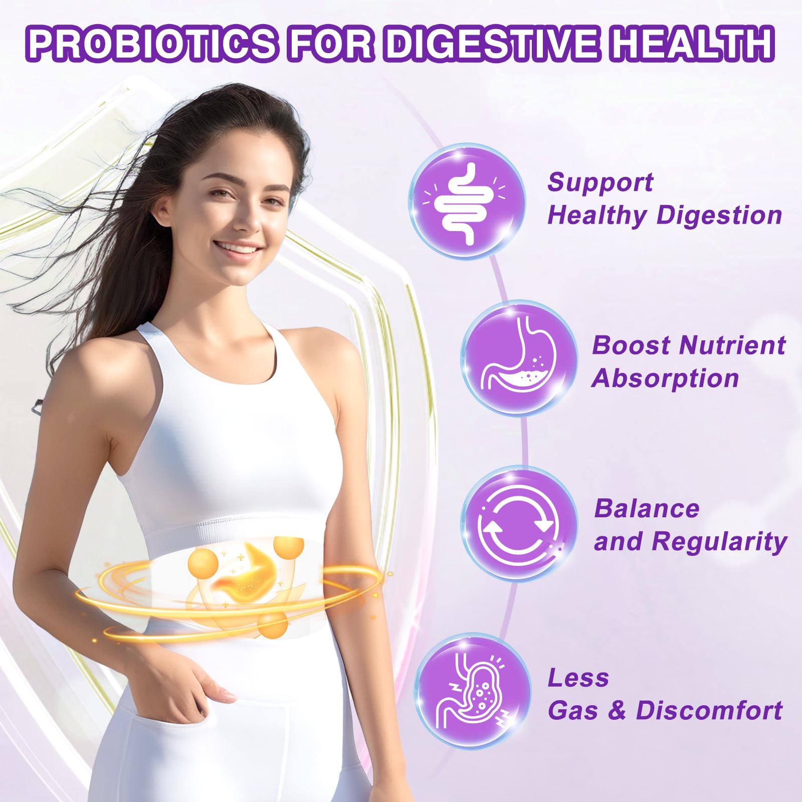 ZEBORA Probiotics for Women Digestive Health with Enzymes & Prebiotics, Vaginal Probiotics with D Mannose & Cranberry, 100 Billion CFUs Probiotic for Gut Health & Urinary Tract Balance, 90 Servings