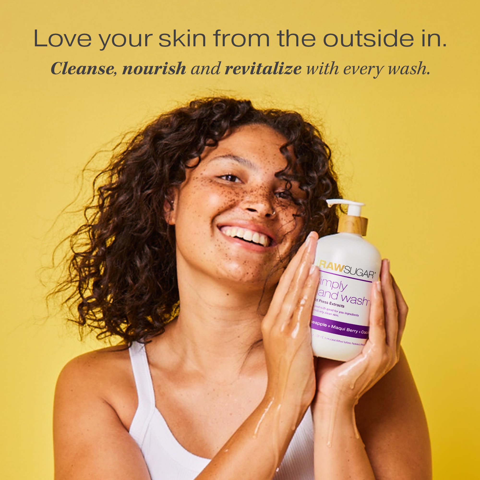 RAW SUGAR Simply Hand Wash, 16.9 Fl Oz (Pack of 3) Pineapple + Maqui Berry + Coconut Liquid Hand Soap for Kitchen or Bathroom, Cleanses & Refreshes Hands, Formulated without Sulfates & Parabens