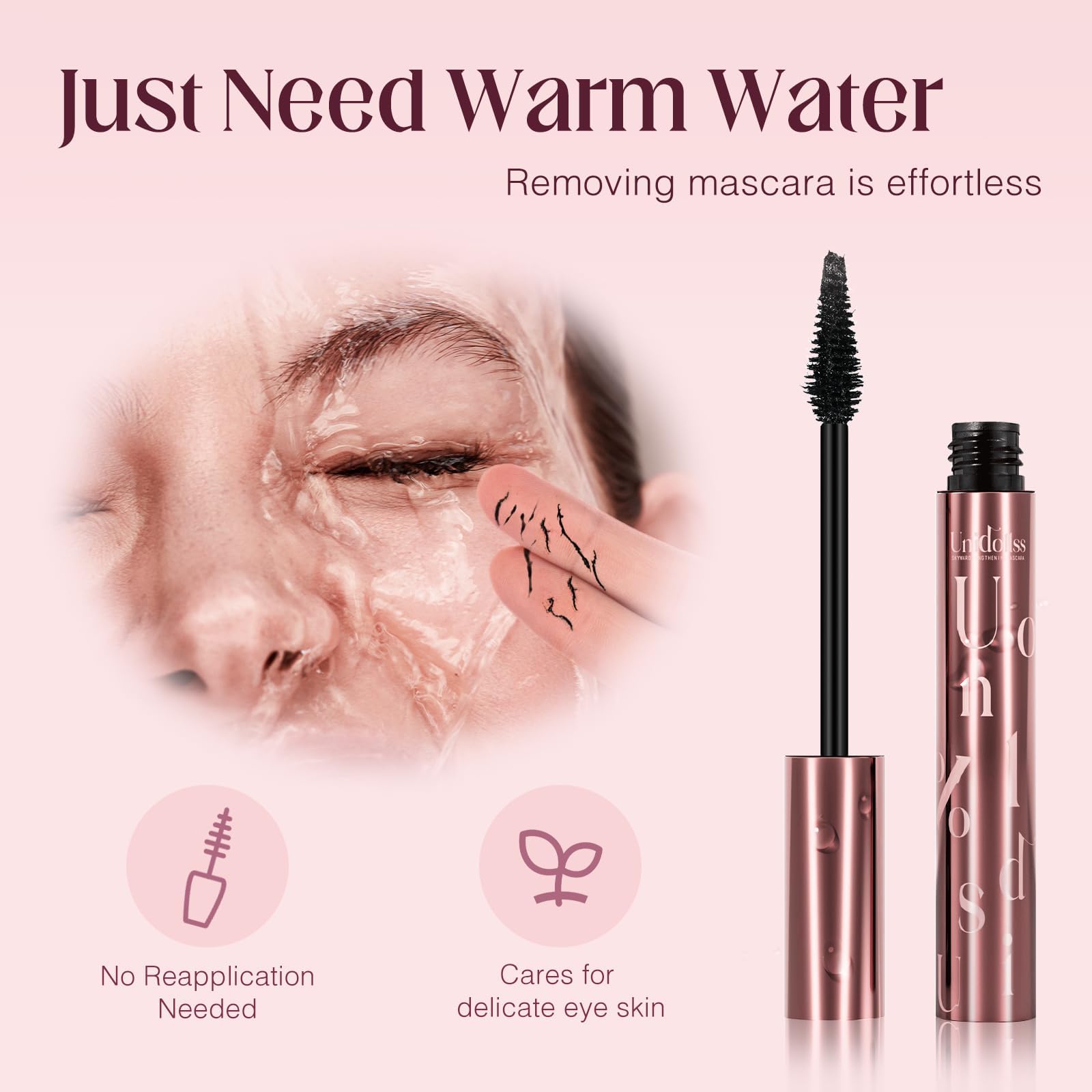 Unidollss Tubing Mascara Volume and Length Black Lengthening Long Lasting All Day, No Smudging, No Clumping, Washable Voluminous Tubing Mascara for 30+ Women, Gluten-free Safe for Sensitive Eyes