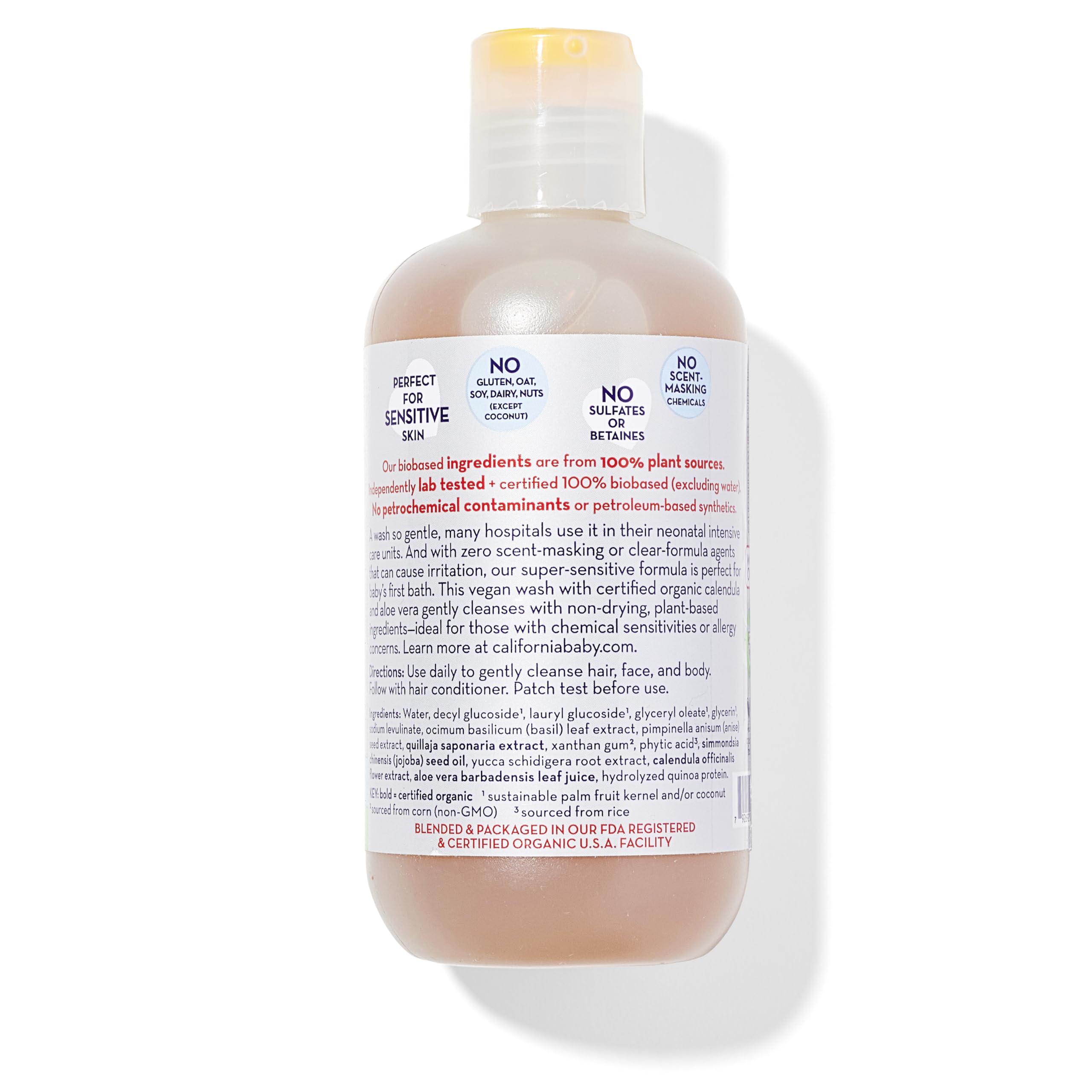 California Baby Super Sensitive Baby Shampoo and Body Wash | 100% Plant-Based | Gentle Fragrance Free Shampoo | Hypoallergenic | 251 mL / 8.5 oz