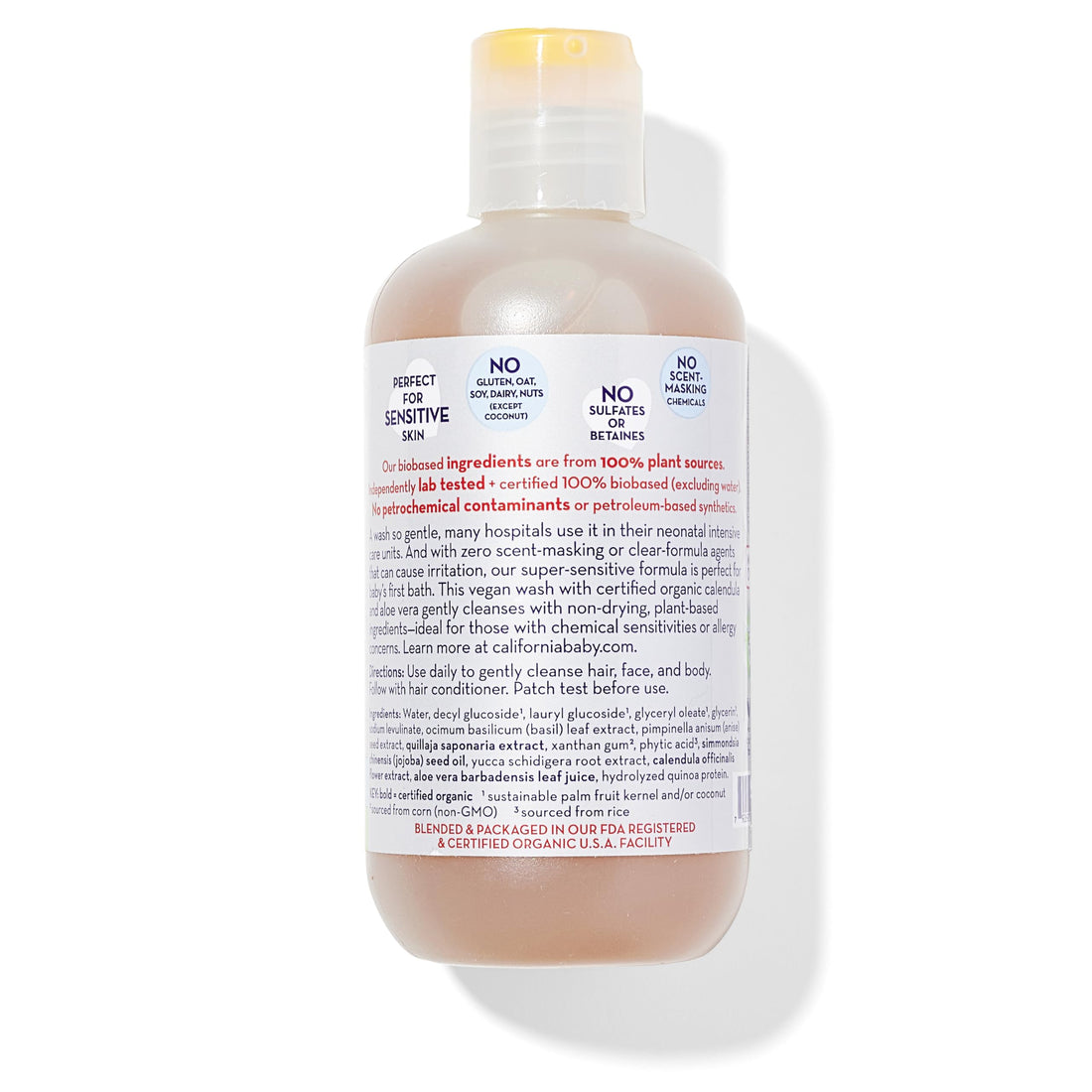 California Baby Super Sensitive Baby Shampoo and Body Wash | 100% Plant-Based | Gentle Fragrance Free Shampoo | Hypoallergenic | 251 mL / 8.5 oz