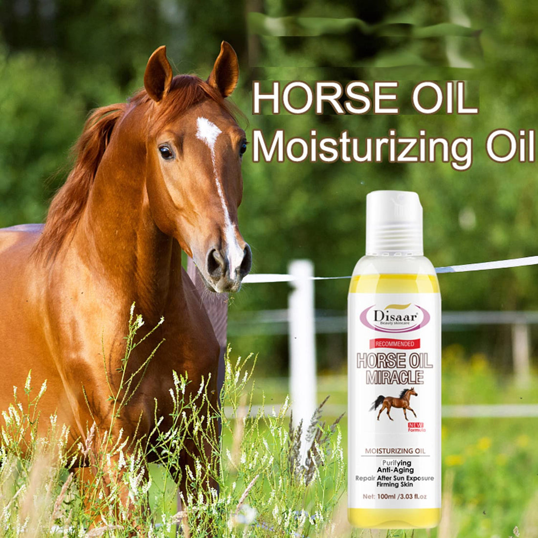 DISAAR Beauty Horse Oil Moisturizing Oil Purifying Anti-Aging Repair After Sun Exposure Firming Skin Relive Dry Skin 100ml/3.03fl.oz