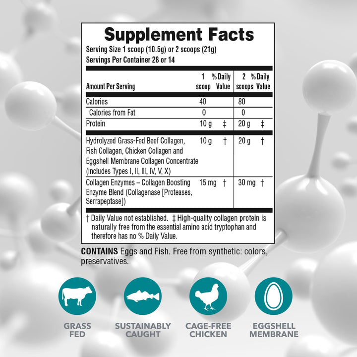 Natures Plus Collagen Peptides - 0.65 lbs Powder, Pack of 2 - Hair, Skin, Nail & Joint Health, Immune System Support - Non-GMO, Gluten Free - Up to 56 Total Servings