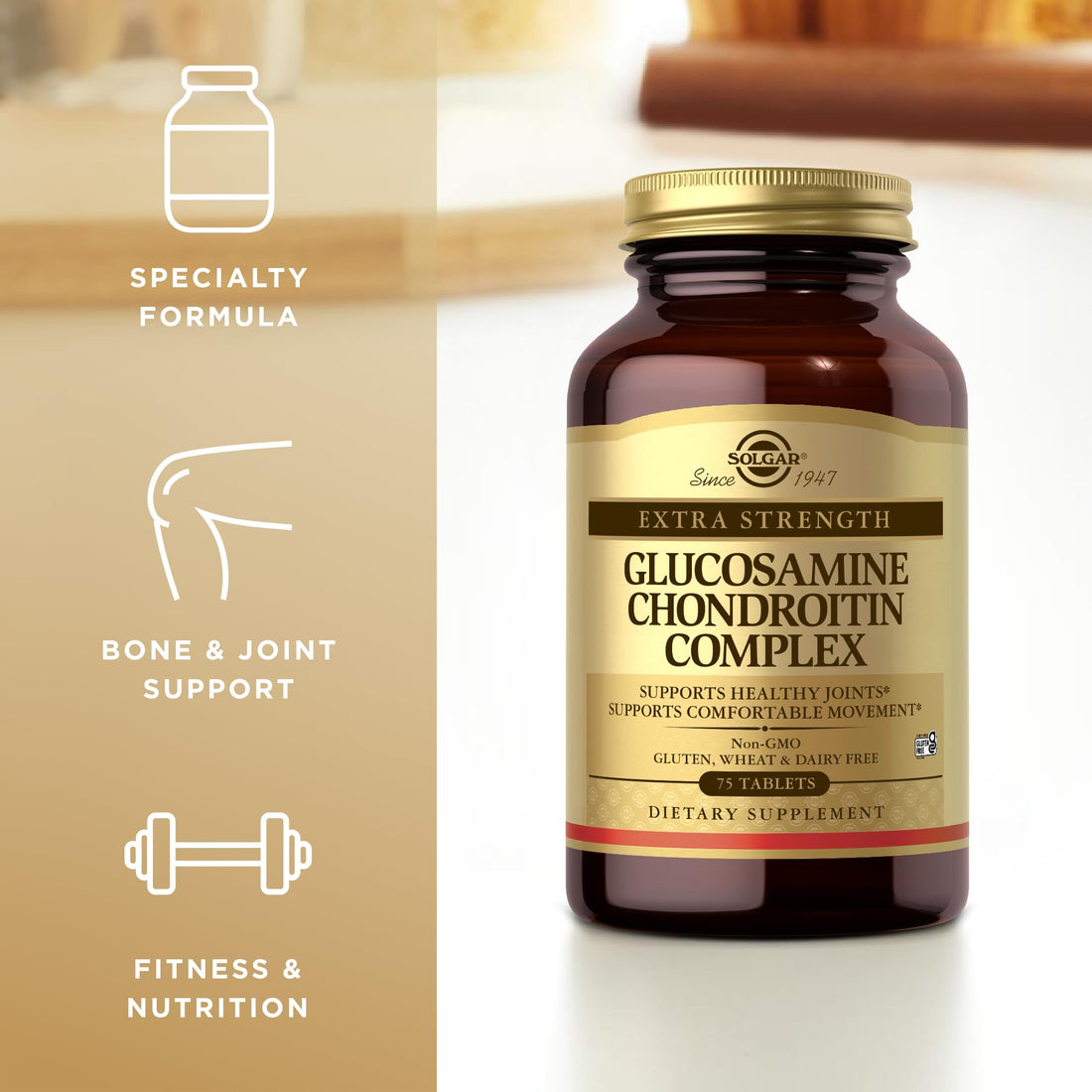 Solgar Extra Strength Glucosamine Chondroitin Complex - 75 Tablets - Supports Healthy Joints & Comfortable Movement - Non-GMO, Gluten Free, Dairy Free - 25 Servings