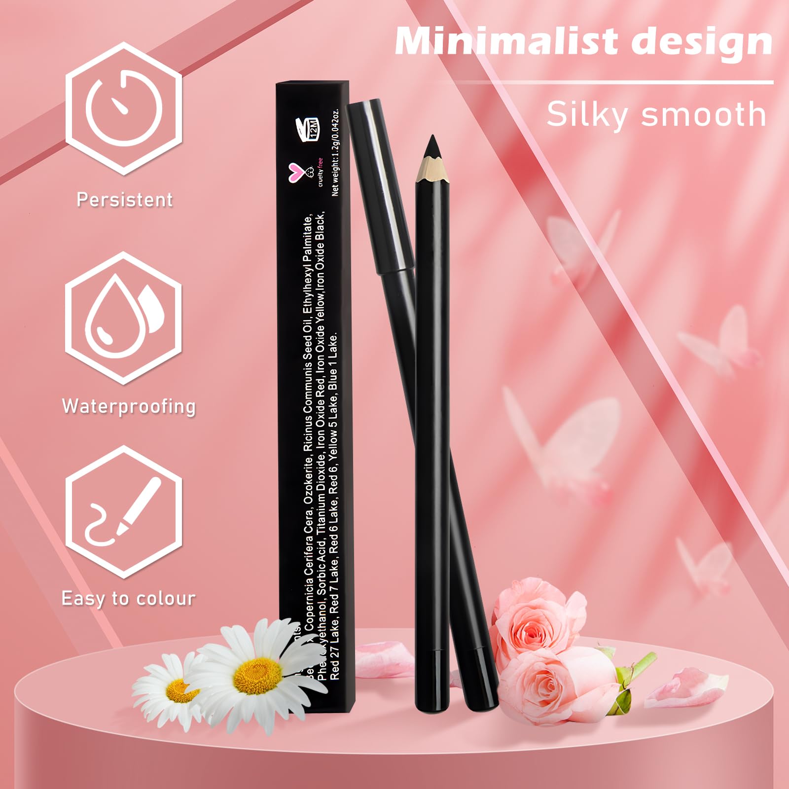 EternalClassic Black Lip Liner, Long Lasting Lip Liner Pencil, Rich Lip Makeup Colors Highly Pigmented Lip Liners, Smooth Application Lipliner Lip Pencil
