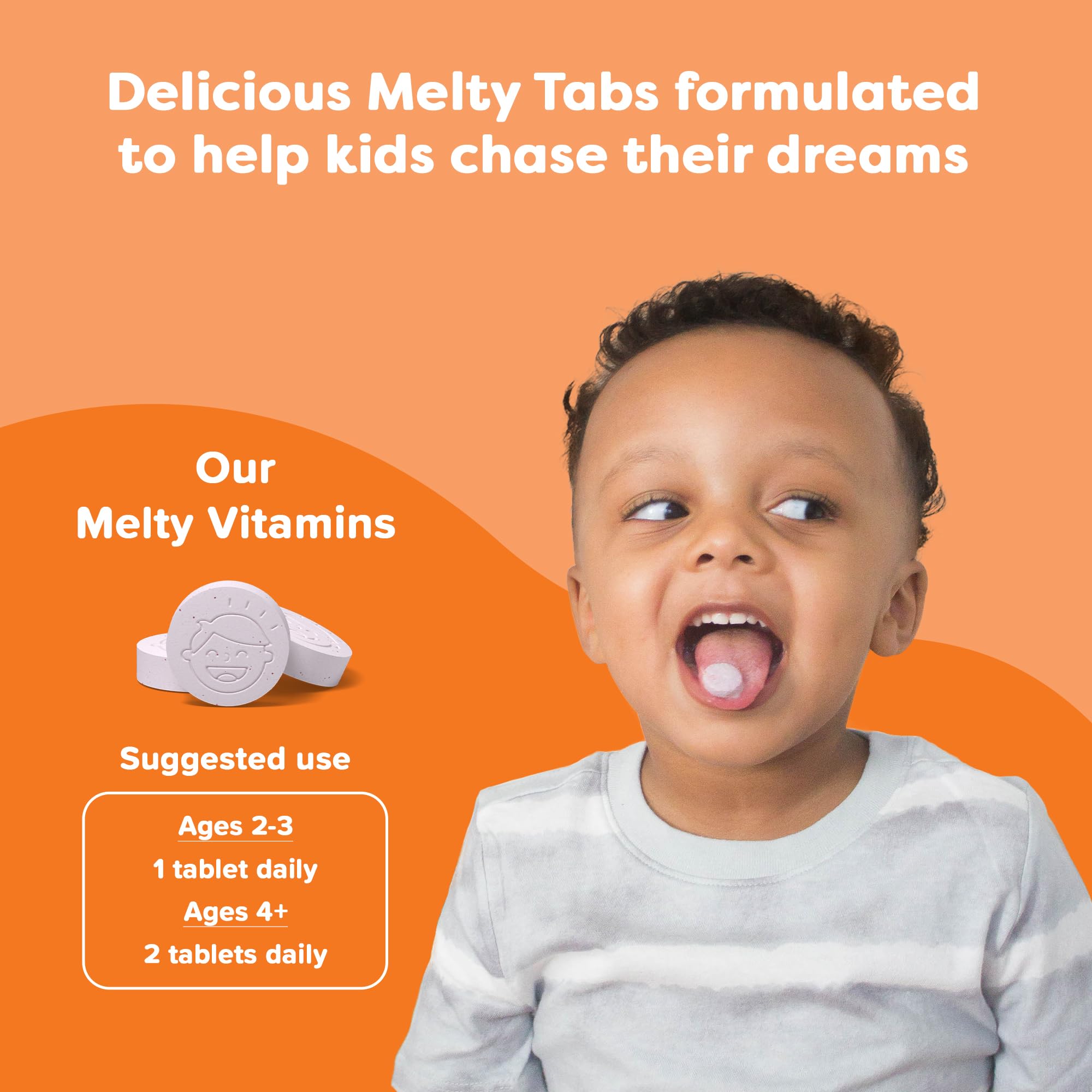 Renzo's Bright & Brainy Vitamin B6 - Dissolving Kids Vitamin B6-60 Sugar-Free Melty Tabs, Oh Oh Oh Orange Flavored