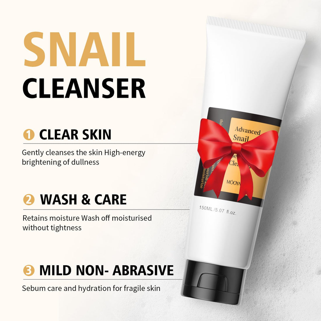BYOTOUTY Snail Mucin Cleanser, Advanced Snail Mucin Gel Cleansers, Gentle Face Wash for Women and Men,Snails Facial Repairing Cleanser for Deep Cleaning, Ph-Balanced, Moisturizing,5.07 Fl Oz / 150 ML