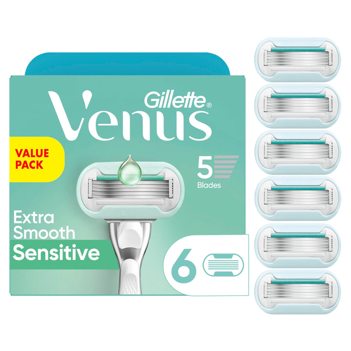 Gillette Venus Extra Smooth Sensitive Womens Razor Blade Refills, 6 Count, Designed for Women with Sensitive Skin