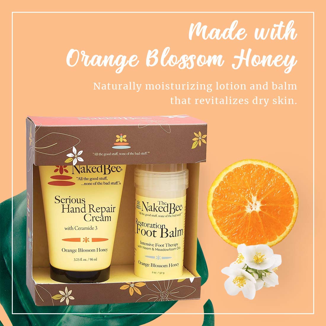 The Naked Bee Serious Restoration For Hands & Feet Gift Set, Orange Blossom Honey