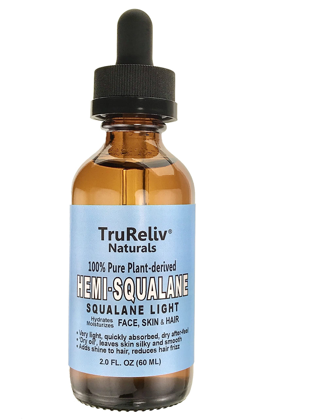 HemiSqualane 100% Pure Plant Derived, Very Light Dry Oil 2 Fl Oz, All Natural Moisturizes Hydrates Face Skin Body Hair for All Skin Types