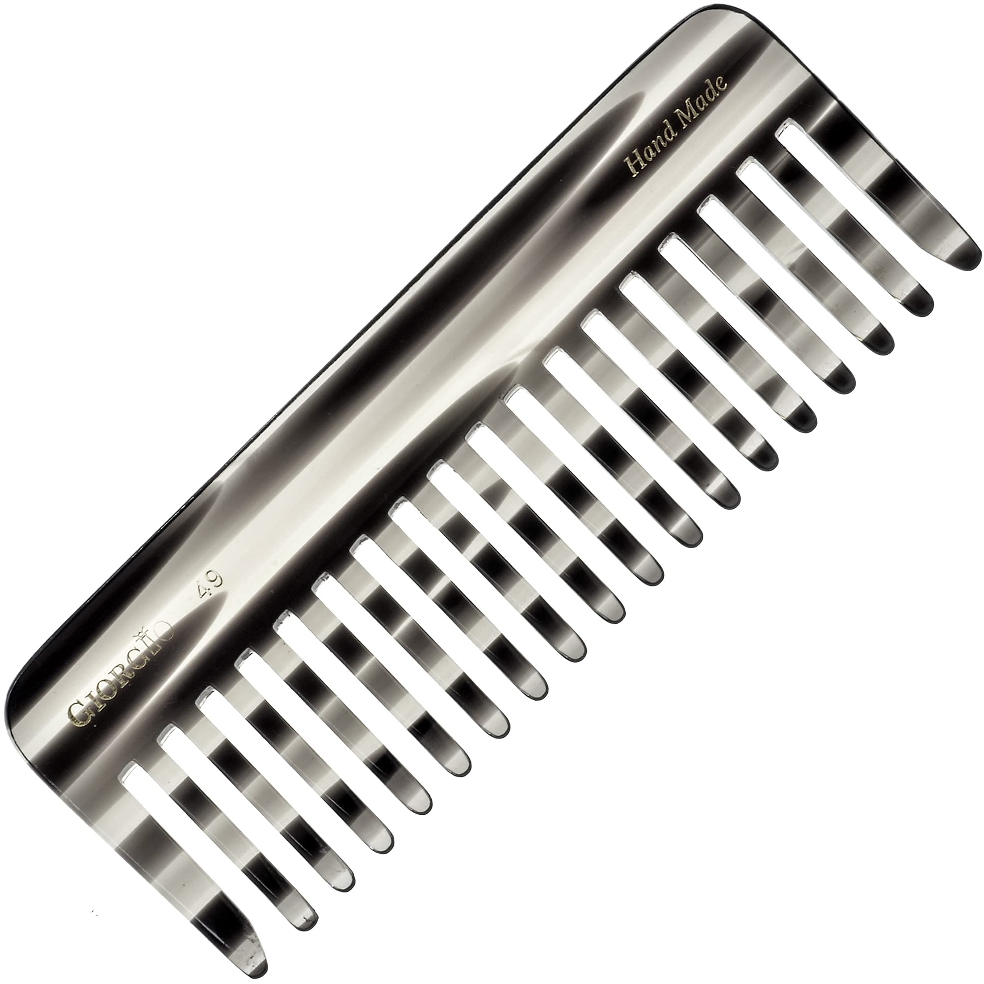 Giorgio G49 & G30 Hand Made Detangling Combs - Wide Teeth, Hand-Made of quality Durable Cellulose, Saw-cut and Hand Polished (2 Pack, Ivory & Tortoiseshell)
