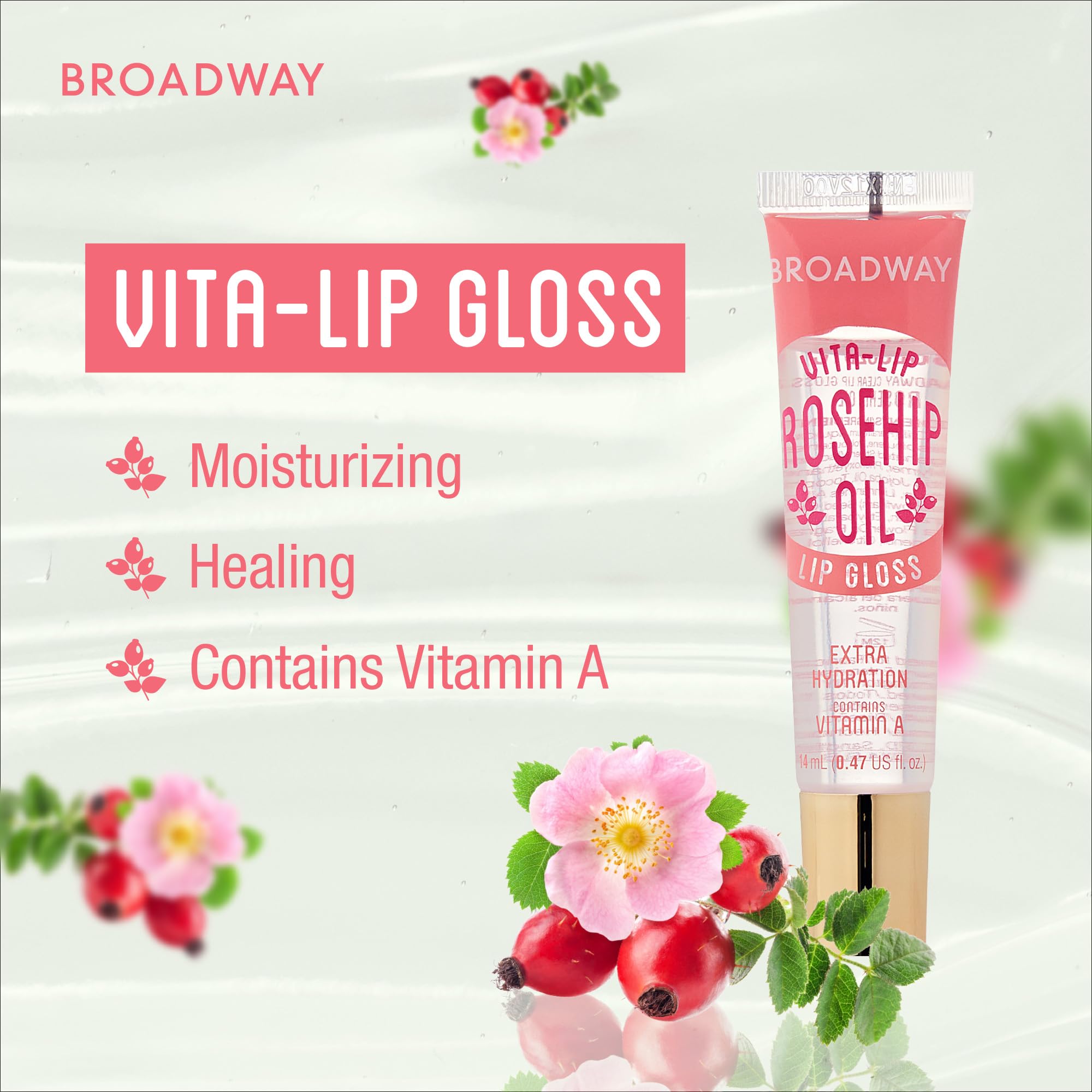 Ruby Kisses Broadway Vita-Lip Clear Lip Gloss (10 Pack), Hydrating & Soothing Formula with Vitamin, High-Shine Non-Sticky Lip Balm with Mint, Rosehip, Coconut, Mango, Argan, Honey, Shea, Cherry, Peach