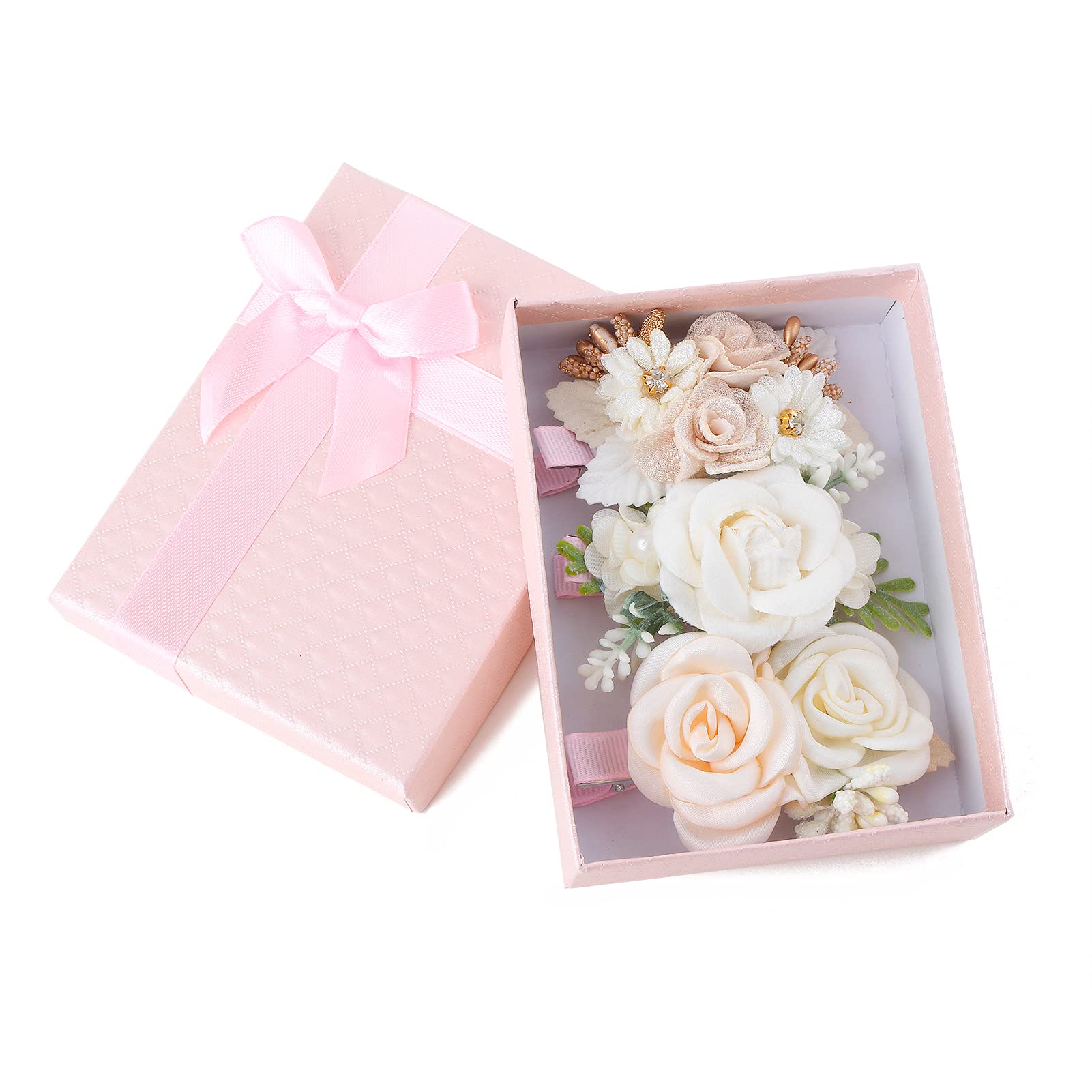 cherrboll Flower Hair Clips Set 3pcs Floral Hair Bow Accessories for Baby Girl Toddles Teen Gifts