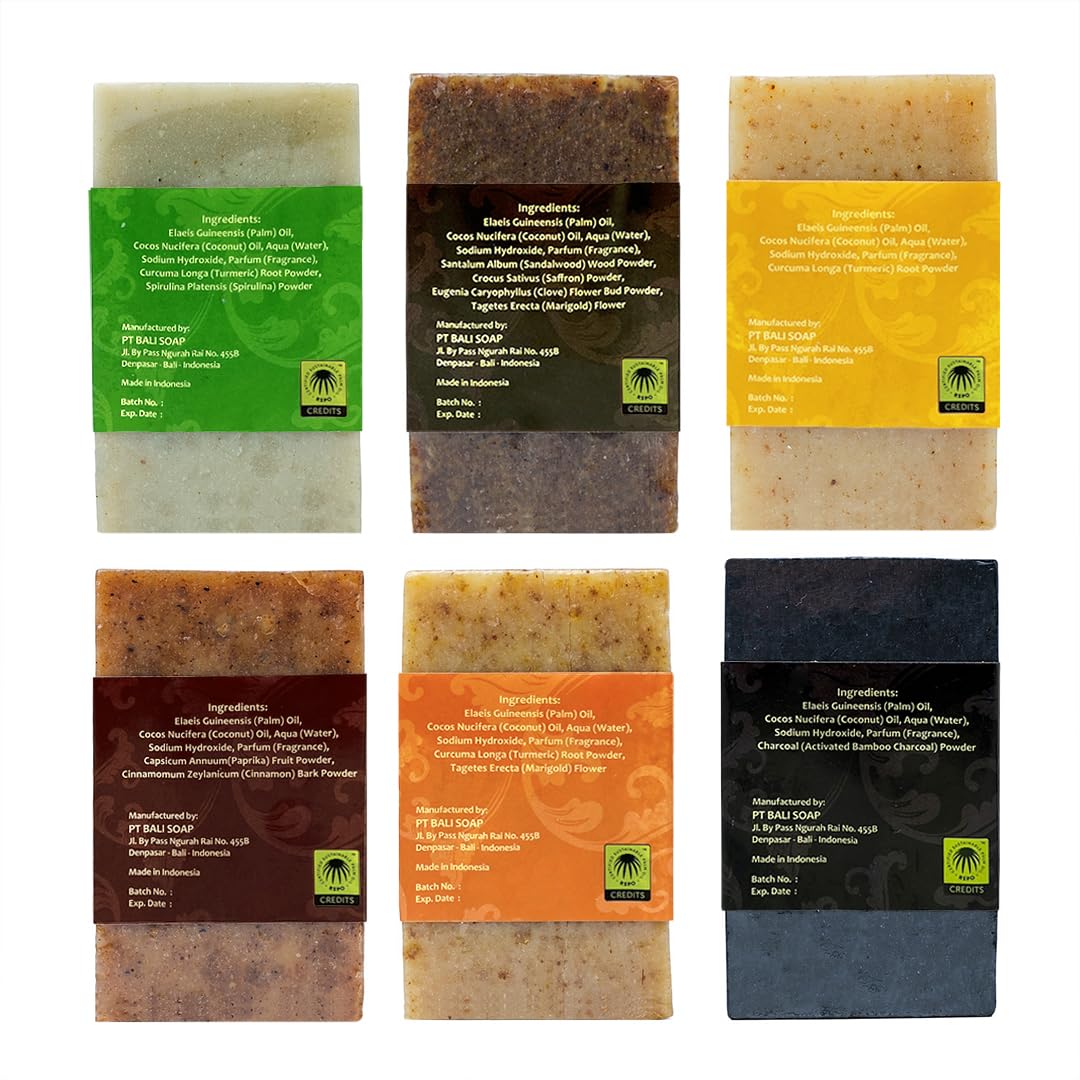 Bali Soap - Natural Bar Soap, 6 pc Set, 3.5 Oz each