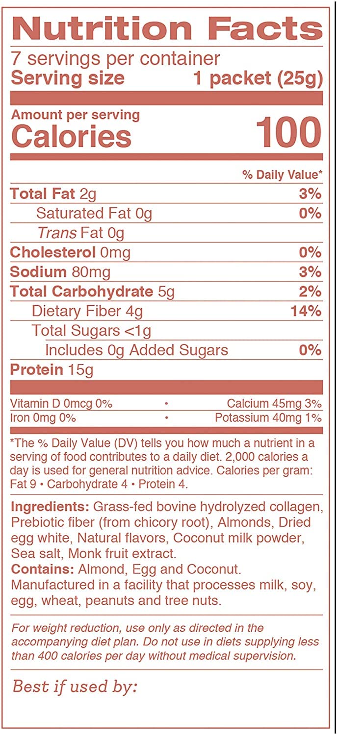 Dr. Kellyann Keto Vanilla Almond Shakes (7 Servings) – Grass-Fed Collagen Protein, Gluten-Free, Non-GMO, Keto-Friendly, 1 Pack