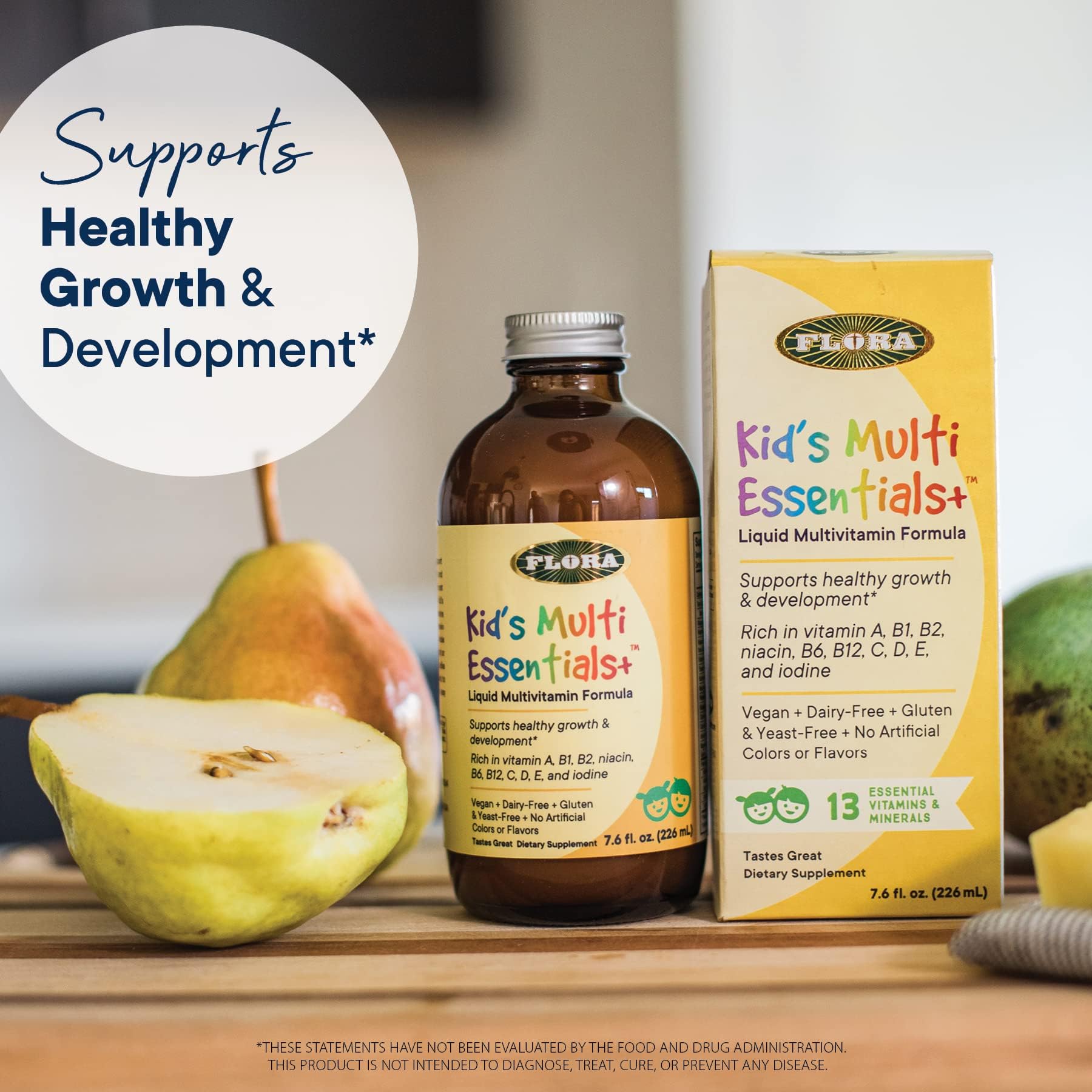 Flora - Kids Multi Essentials+, Liquid Multivitamin Formula, 13 Essential Vitamins & Minerals, 7.6 Fl Oz