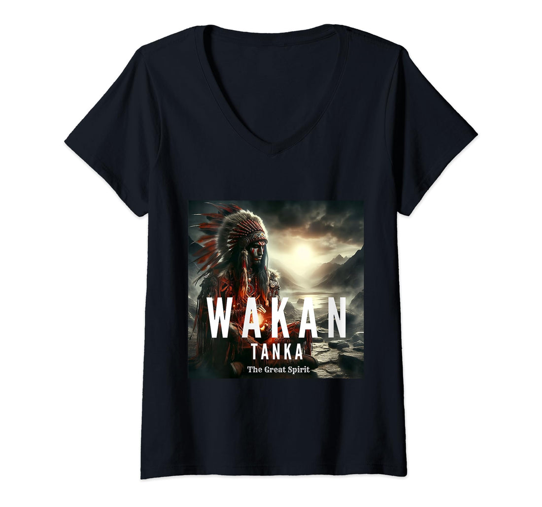 Womens Wakan Tanka V-Neck T-Shirt