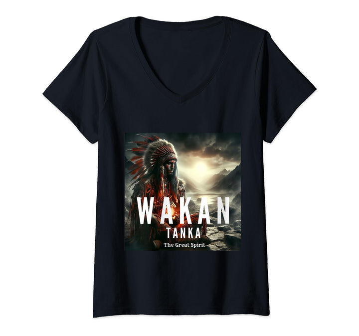 Womens Wakan Tanka V-Neck T-Shirt