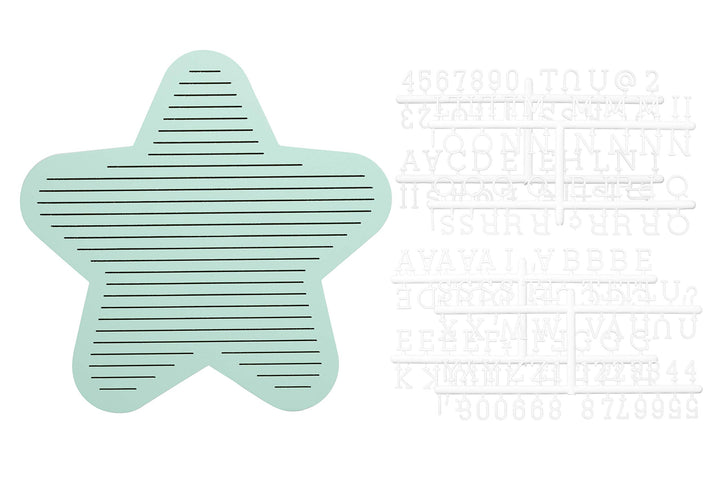 Pearhead Star Shaped Wooden Letterboard Set, Gender-Neutral Baby Keepsake Photo Prop, Mint Green