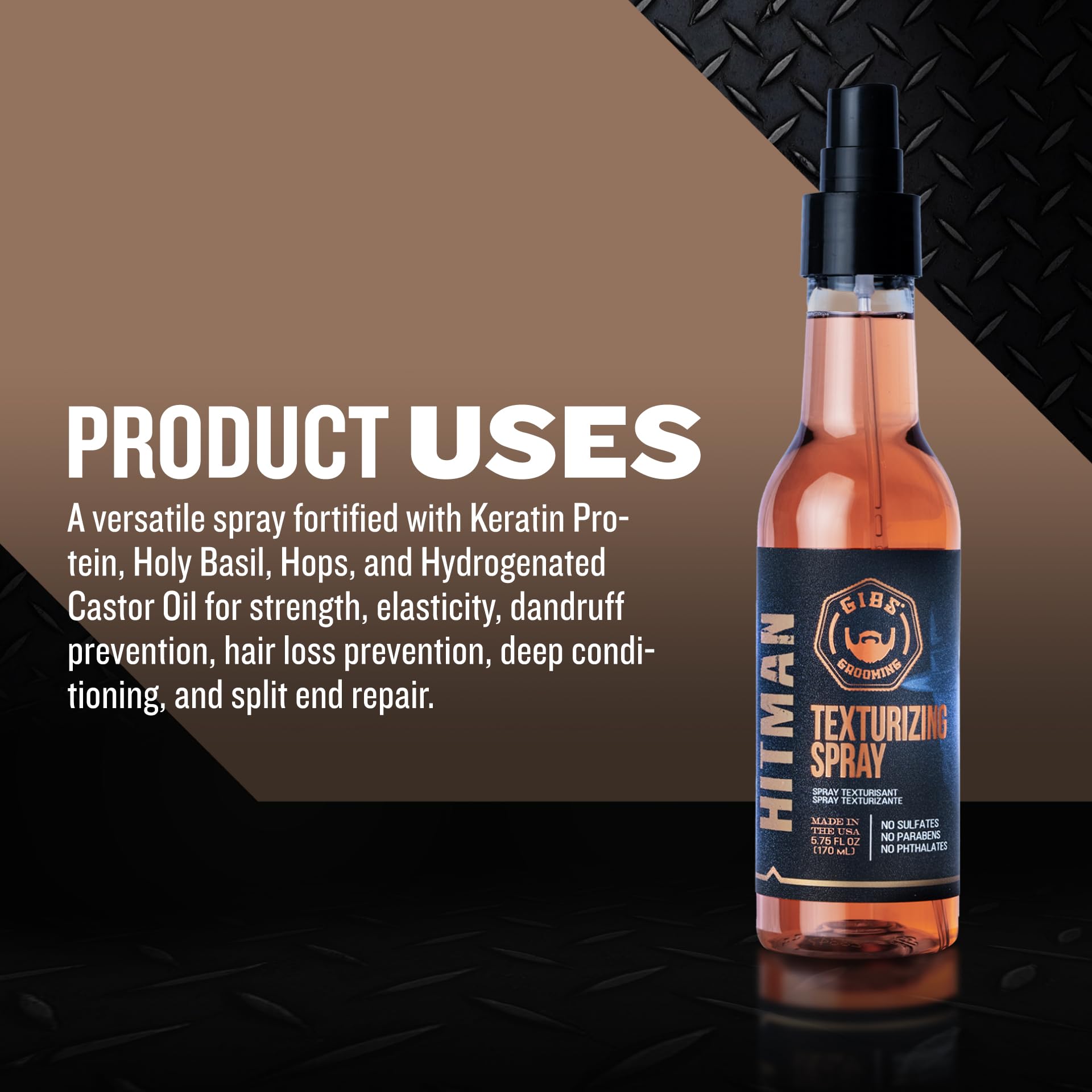 GIBS Guys Into Beard Stuff Hitman Texturizing Spray, 5 Ounce by GIBS