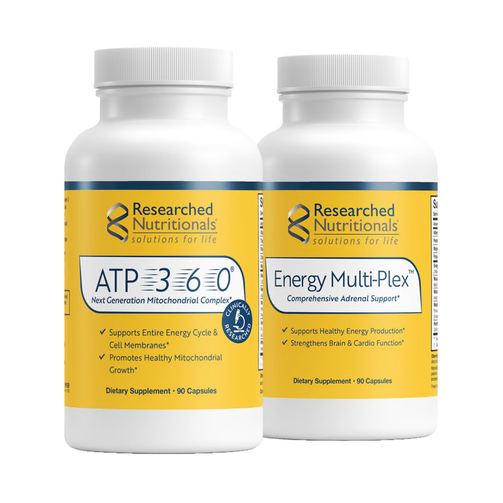 Researched Nutritionals Mens & Womens Vitamins for Energy Support - Optimized Energy Duo - Adrenal Support & Mitochondrial Supplements to Promote Optimal Cellular Energy - ATP 360 & Energy Multi-Plex