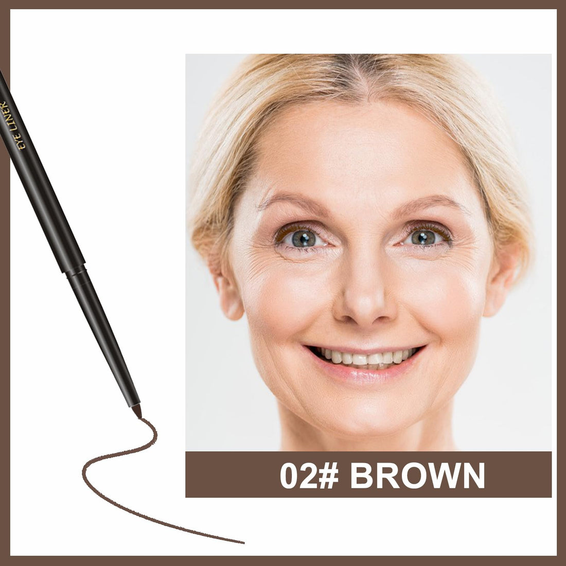 Erinde Brown Gel Eyeliner for Mature Women - Waterproof Smudge-proof Eye Liner Pencil, Gel Cream Matte Texture, Built-in Sharpener, Long Lasting Precision Waterline Eyeliner for Older Women