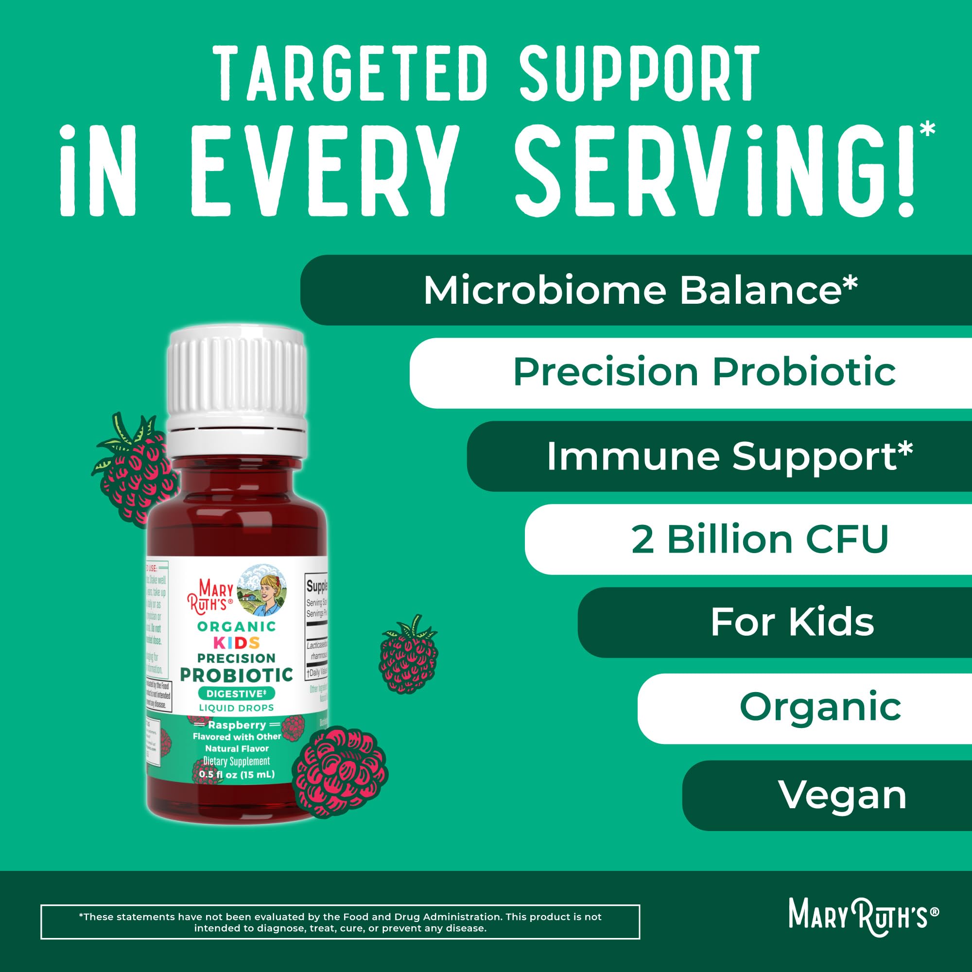 MaryRuth Organics USDA Organic Liquid Kids Probiotic Drops | Digestive Health | Gut Health | Kids Immune Support Supplement | Overall Health and Wellness | Non GMO | Vegan | 30 Servings