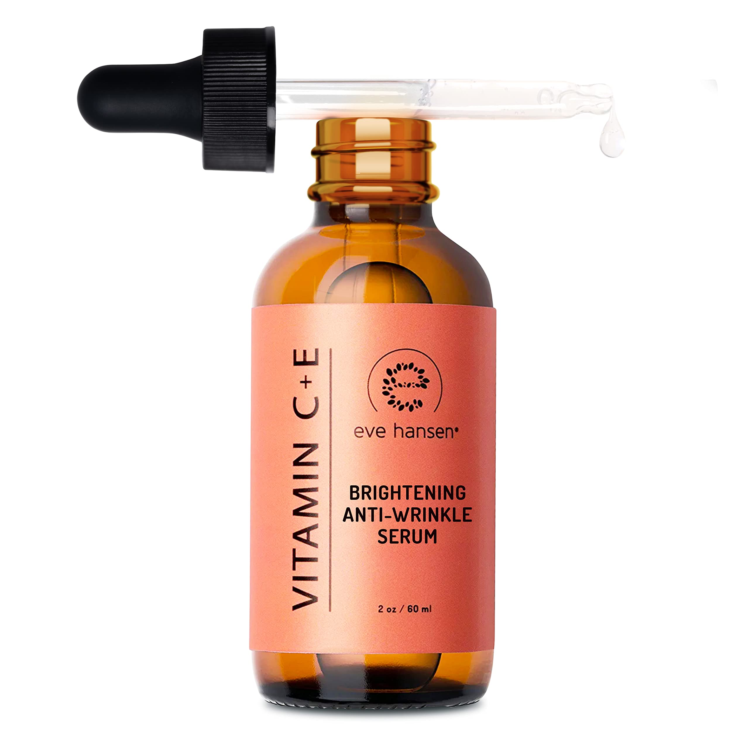 2 oz Vitamin C Serum by Eve Hansen - TWICE the SIZE - With the Same Premium Ingredients - SEE RESULTS OR MONEY-BACK - 100% Vegan Anti Aging Facial Serum with Vitamin C (20%) Hyaluronic Acid (11%) Amino Blend Ferulic Acid and Vitamin E  GET YOUTHFUL