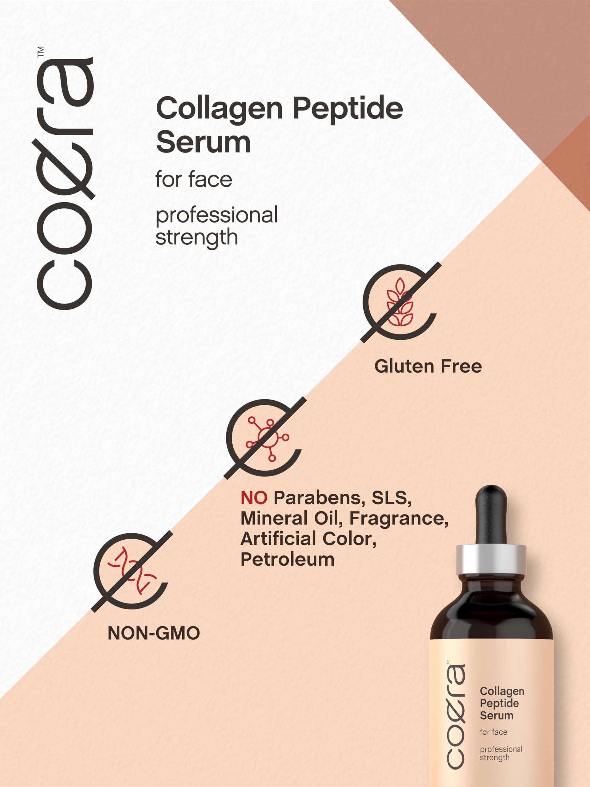 Coera Collagen Peptide Serum for Face | 4 fl oz | with Verisol | Professional Strength Formula for Women | Free of Parabens, SLS, & Fragrances | Packaging May Vary