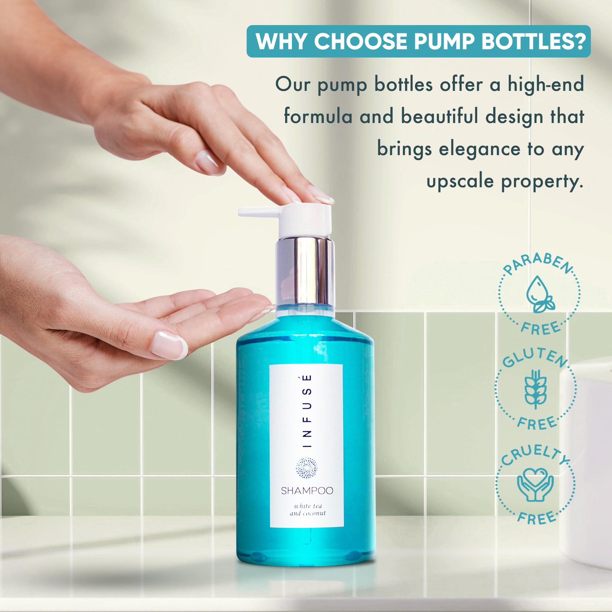 1-Shoppe Infuse 4 Piece Ecobox All-In-Kit | White Tea and Coconut Soap | 1 Shampoo, 1 Conditioner, 1 Body Wash and 1 Lotion | 10.14 oz Hotel Soaps and Toiletries Bulk | Personal Care Products