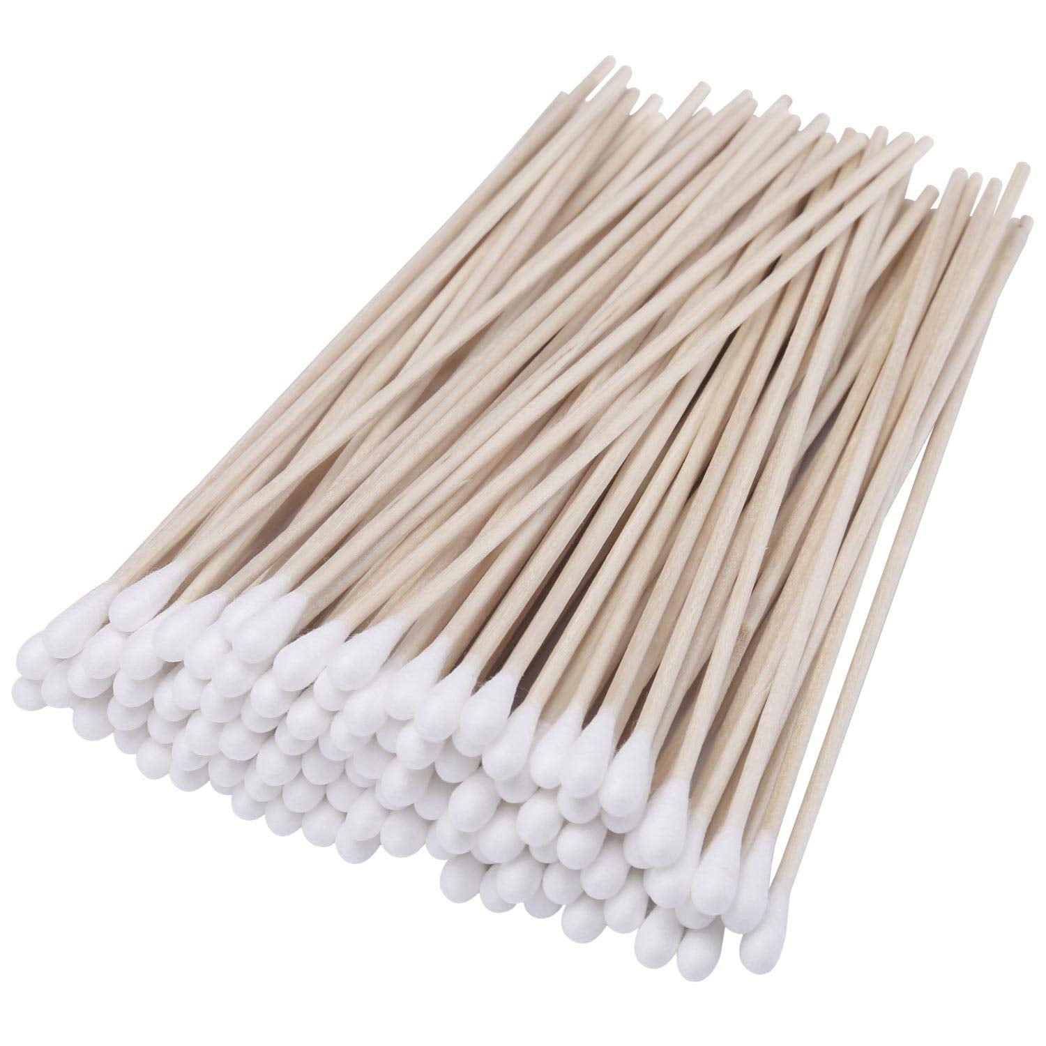 6 Cotton Swabs Wooden Handles Cotton Tipped Applicator Wood Sticks with Single Tip for Gun Cleaning, Wound Clean, Makeup, Removal Residue Tbestmax (500)