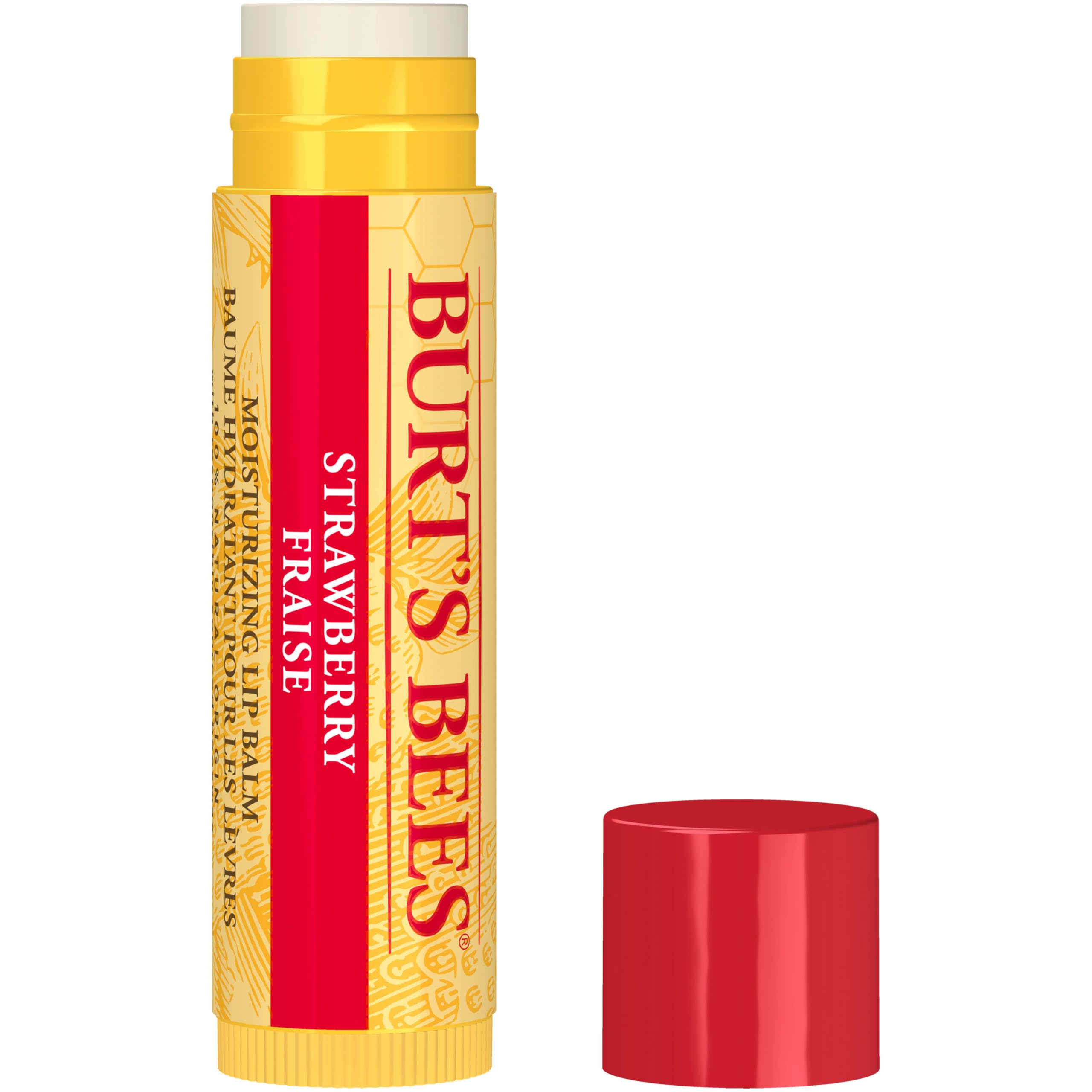 Burt's Bees 100% Natural Origin Moisturizing Lip Balm, Strawberry with Beeswax & Fruit Extracts - 1 Tube
