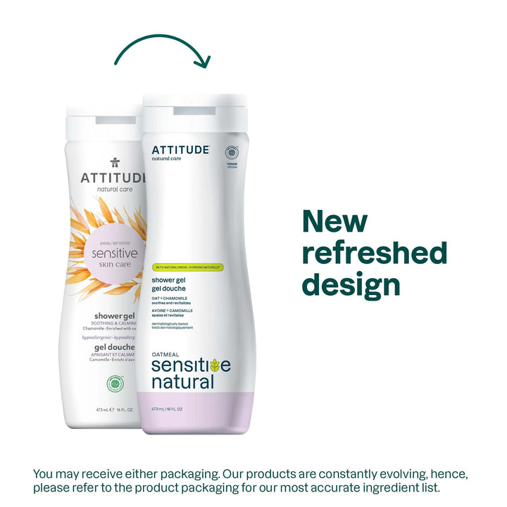 ATTITUDE Sensitive Skin, Hypoallergenic Soothing & Calming Body Wash, Chamomile, 16 Fluid Ounce