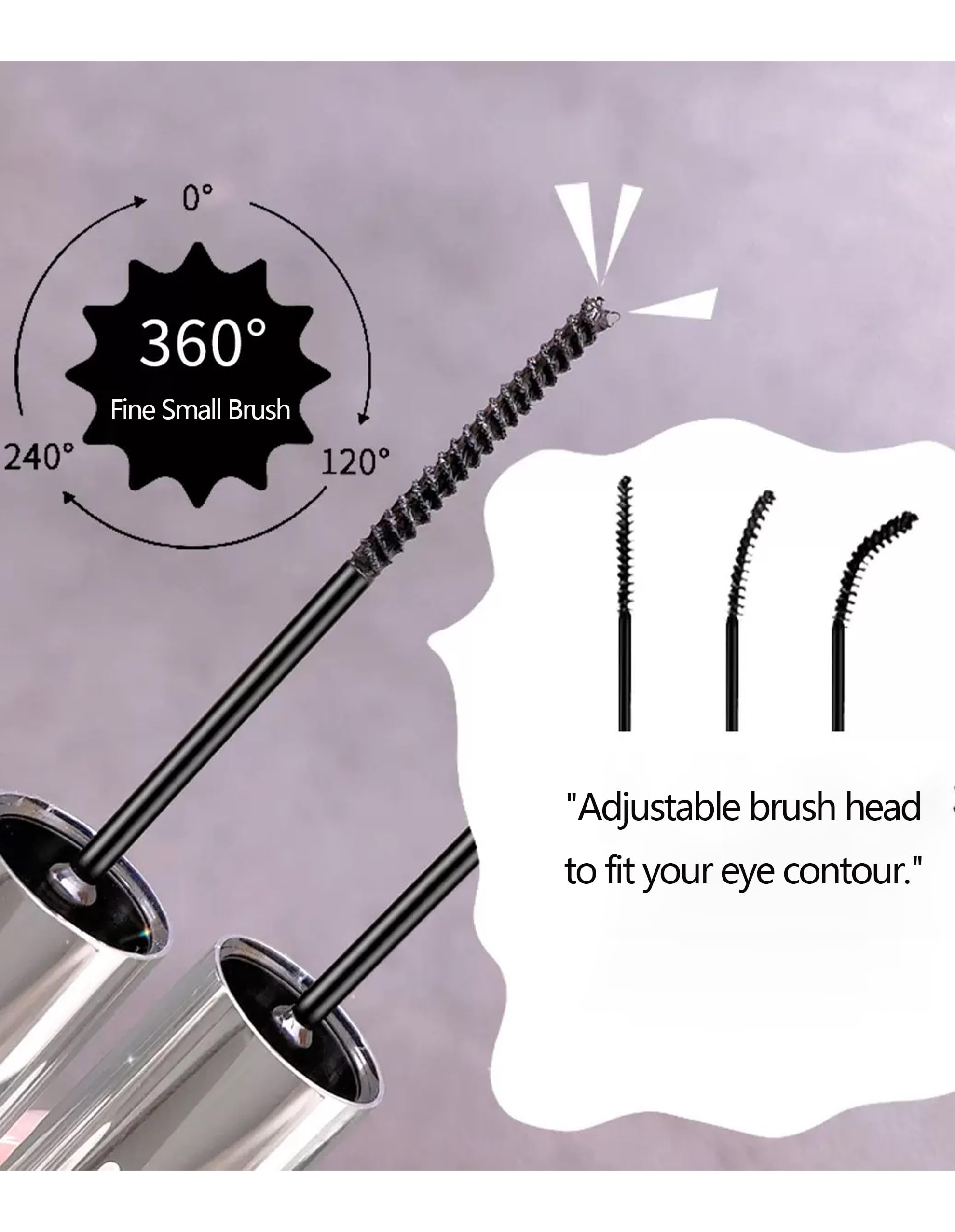 Black Mascara for Fine Short Lash & Older Women & Mulit-layered Lashes, Ultimate Length Volumizing Lower Bottom Lashes Mascara, Ultra-Precise Slim Adjustable Brush to Any Angle, Smudge-proof