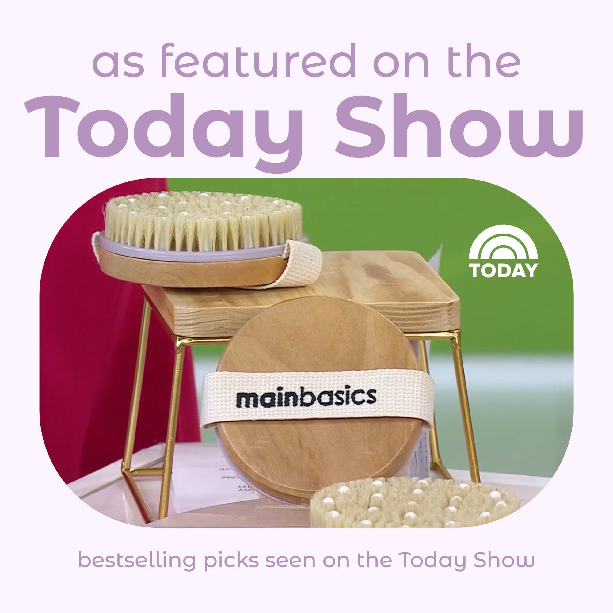 MainBasics Dry Brushing Body Brush for Lymphatic Drainage, Dry Skin, Cellulite, Blood Circulation with Exfoliating Natural Bristles for Flawless Skin