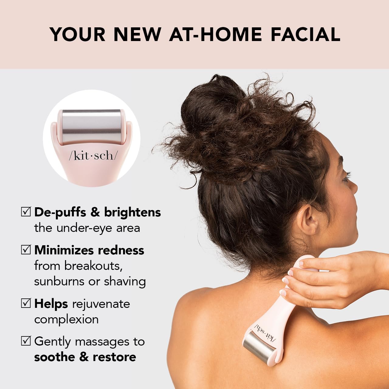 Kitsch Ice Roller, Stainless Steel Facial Roller, Cooling Face Roller