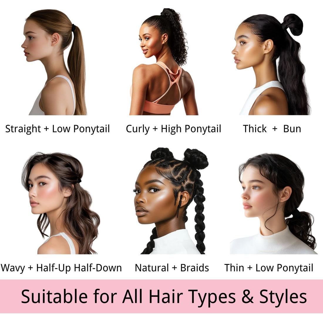 LuSeren 120 Pcs Purple Hair Ties for Women, No Damage Soft Seamless Nylon Hair Elastics for Thick Hair, Ponytail Holders, 3 Gradient Purple Hair Accessories