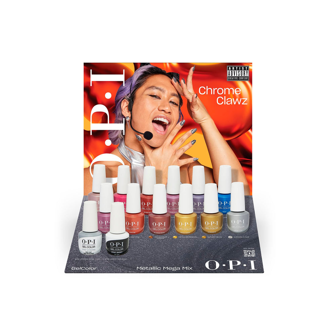 OPI GelColor 6PC Add-on Kit #2 | Opaque Bright Multi-Color Metallic Gel Nail Polish Gift Set | Metallic Mega Mix Collection