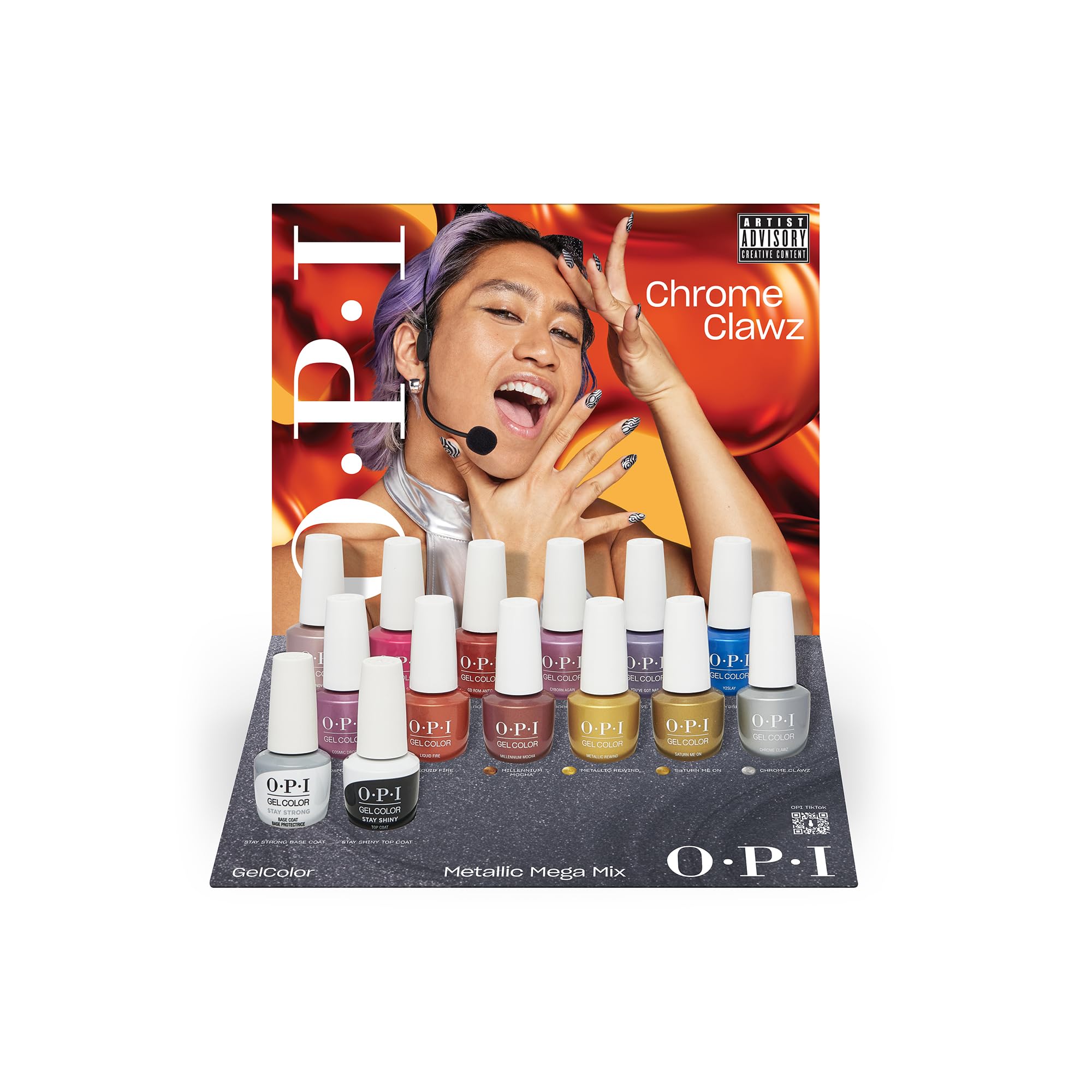 OPI GelColor 6PC Add-on Kit #1 | Opaque Bright Multi-Color Metallic Gel Nail Polish Gift Set | Metallic Mega Mix Collection