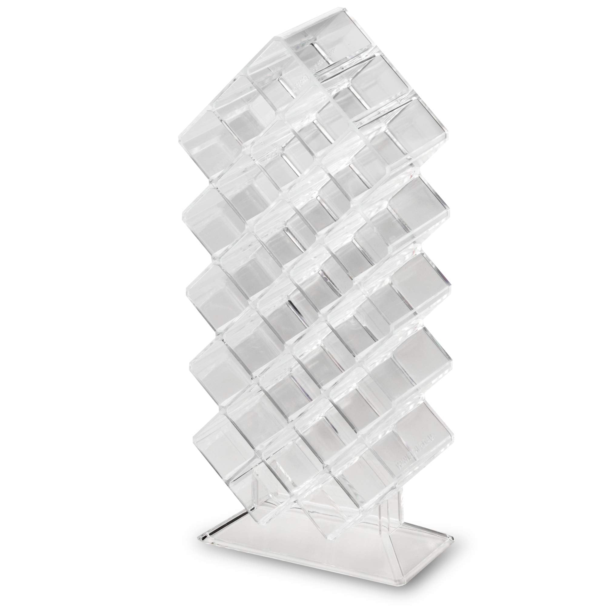 byAlegory Acrylic Lipstick Makeup Organizer | 28 Space Cosmetic Storage Designed To Stand, Lay Flat or Stack (CLEAR)