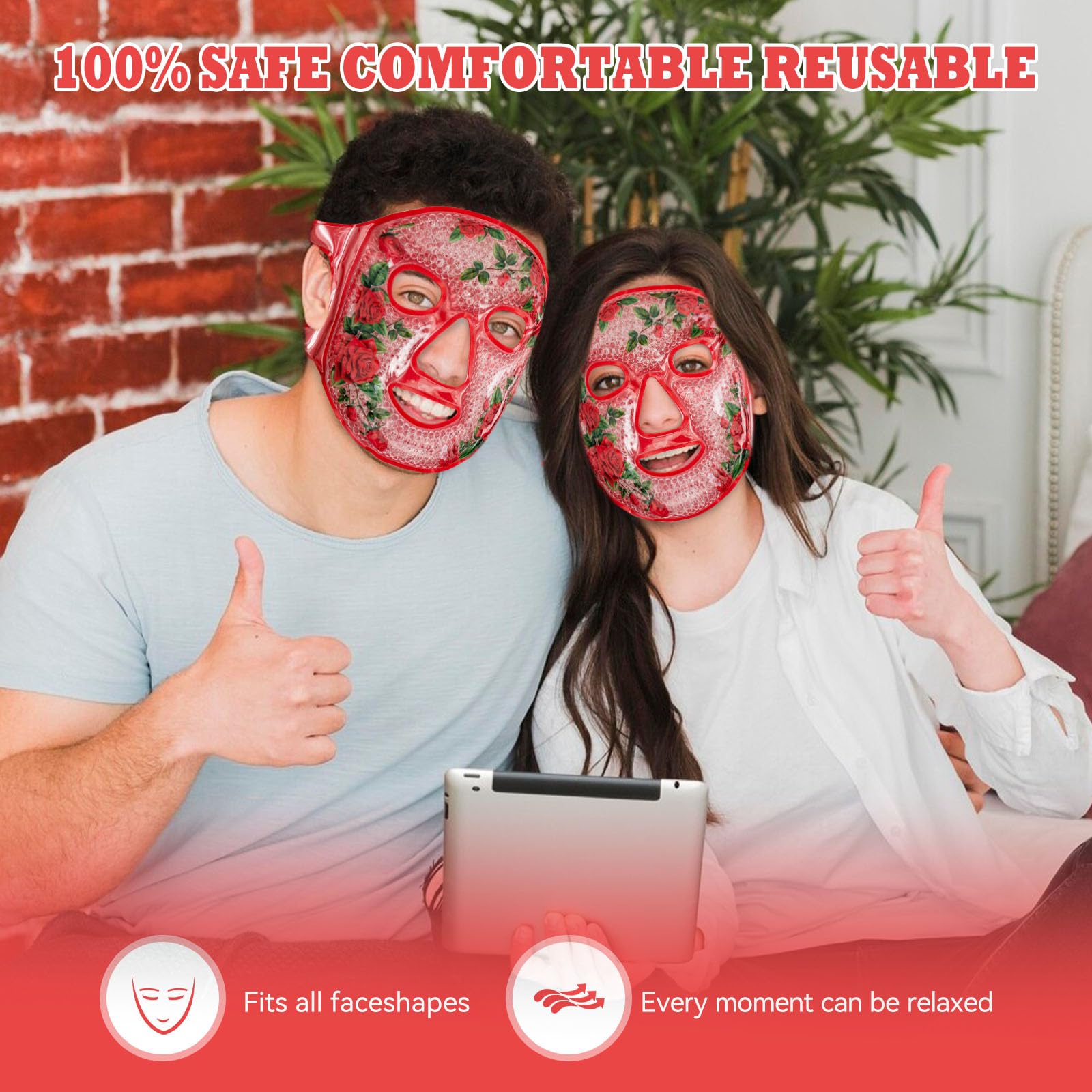 LEOSTEP Cooling Face Mask lce Face Mask Gel Beads Hot Cold Compress Pack Frozen Face Masks for Sleeping,Pressure,Puffiness,Headaches