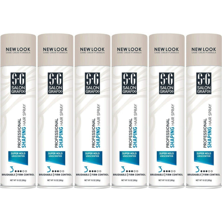 Salon Grafix Shaping Professional Hair Spray Unscented Super Hold Finishing Mist 10 OZ (Pack of 6)